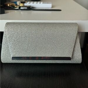 Silver sparkling evening clutch